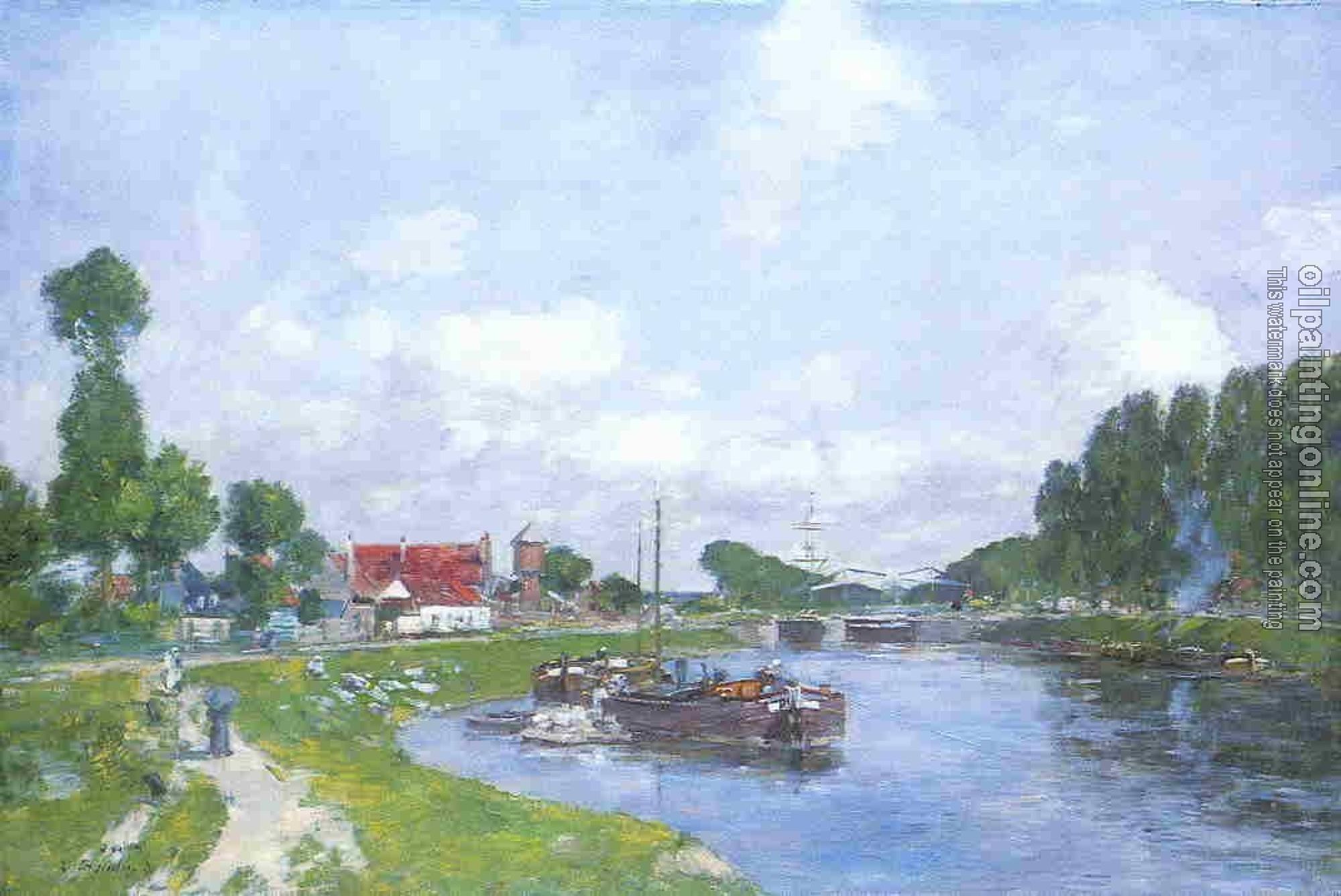 Boudin, Eugene - Barges on the Canal, Saint-Valery-sur-Somme